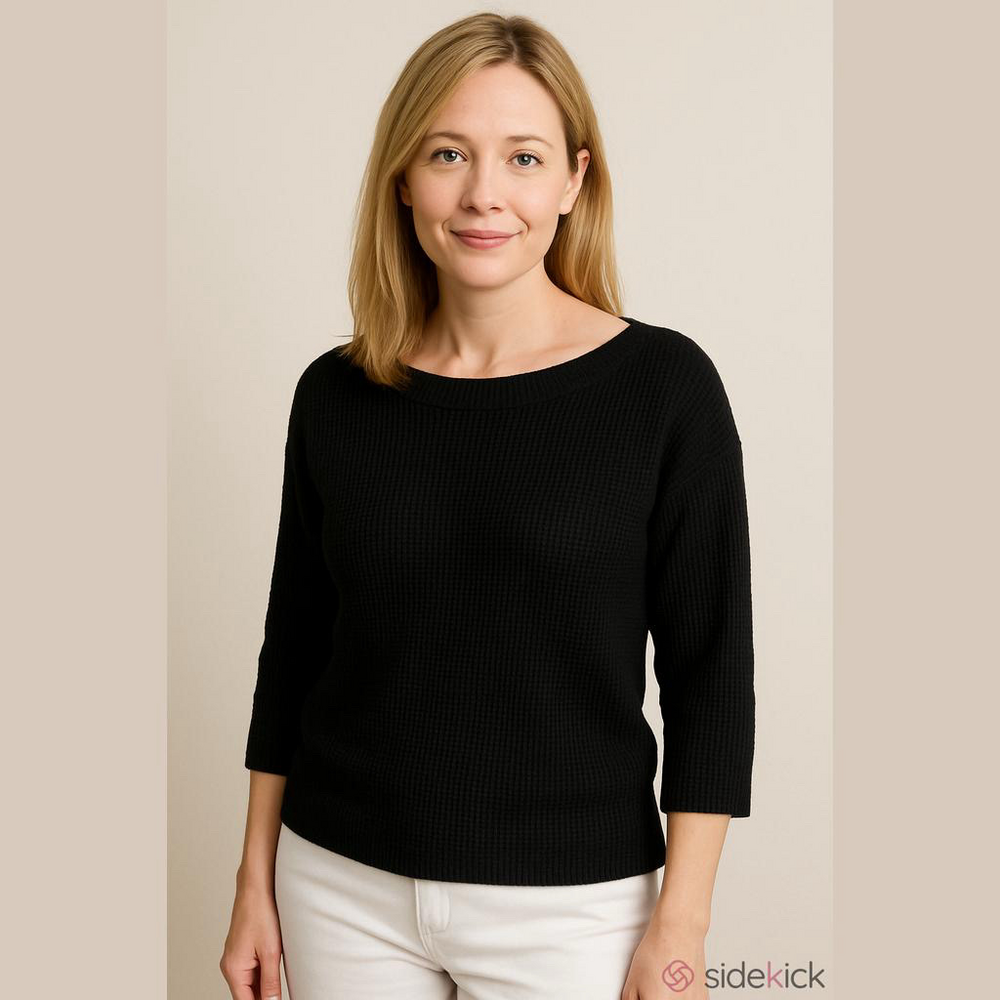 Lord & Taylor Black Waffle Knit Sweater
